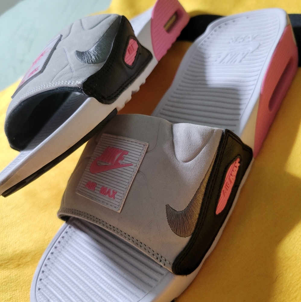 Nike Air Max 90 SlideWhite Rose Cool Grey Women's Sz 9